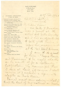 Letter from Maud Cuney Hare to W. E. B. Du Bois