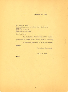 Letter from W. E. B. Du Bois to National Committee to Defend Negro Leadership