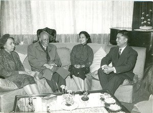 W. E. B. Du Bois, Shirley Graham Du Bois and two unidentified Chinese dignitaries, Shanghai, China