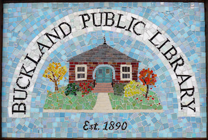 Buckland Public Library: close-up of sign
