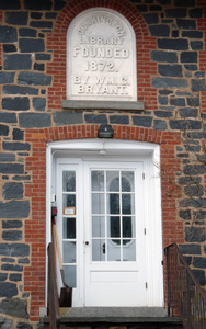 Bryant Free Library: front entrance with commemorative plaque