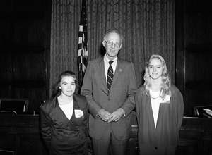 Congressman John W. Olver with Kara Brault (left) and unidentified woman of the National Young Leaders Conference