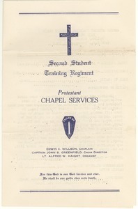 Protestant Chapel Services, Second Student Training Regiment