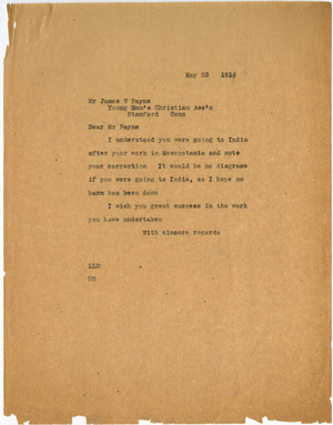 Letter from Laurence L. Doggett to James W. Payne (May 23, 1916)