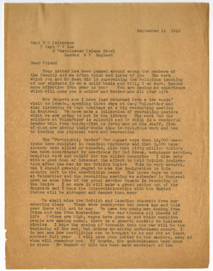 Letter from Laurence L. Doggett to Herbert C. Patterson and W. W. Lee (September 11, 1916)