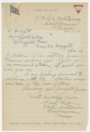 Letter from Frederick Weber to Laurence L. Doggett (May 17, 1918)