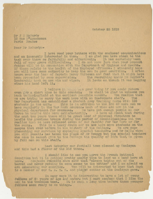Letter from Laurence L. Doggett to James H. McCurdy (October 23, 1918)