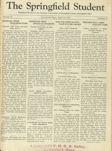 The Springfield Student (vol. 11, no. 13), April 22, 1921