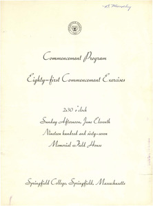 Springfield College Commencement Program (1967)