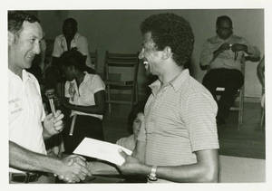 Edward Bilik giving award, 1981