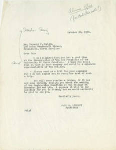 Letter from Paul M. Limbert to Raymond P. Kaighn (Oct. 20, 1950)