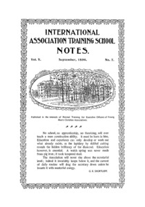 The International Association Training School Notes (vol. 5 no. 7), September, 1896