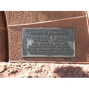 Plaque at Boylston Street firehouse