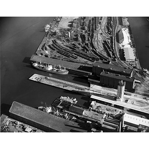 Charlestown Waterfront, terminal stores area, freighter, Sterling Salt, freight car, Boston, MA