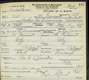 Arthur Correa birth certificate