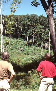 MF.H. Bormann (left) and Taber Allison (right) looking at previously defoliated area on Taconic Crest near Petersburg Pass.
