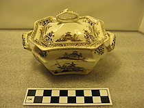 Brown Transferware Sugar Bowl