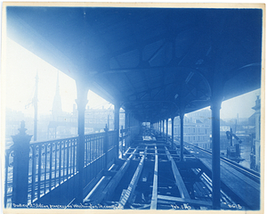 Dudley Street Station, progress on Washington Street canopy