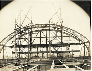 Sullivan Square Terminal, first large roof girder raised