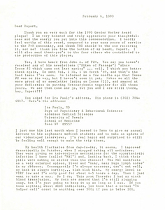 Correspondence from Lou Sullivan to Rupert Raj (February 6, 1990)
