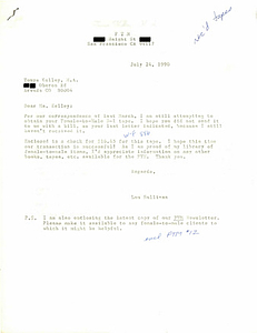 Correspondence Between Lou Sullivan and Tomye Kelley (March-July 1990)
