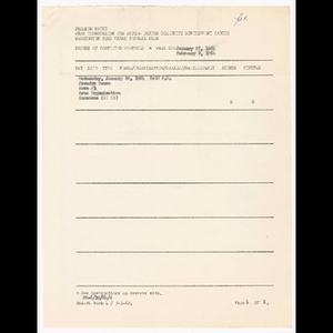 Agenda, summary and comments, minutes and attendance list for area #1 meeting on January 29, 1964