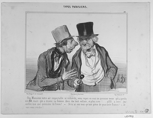 Oui, Monsieur, votre air respectable m'enhardit: vous voyez en moi un premier tenor qui a perdu son Ut, mais qui a encore sa femme. Avec dix huit enfans, et plus rien!.... pllll...s rrrr....ein!.. confiez moi une quinzaine de livres! - Je n'ai sur moi qu'une pièce de quarante francs! - Je vais vous rendre!