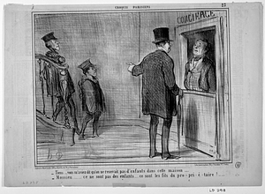 - Tiens.....vous m'aviez dit qu'on ne recevait pas d'enfants dans cette maison.... - Mossieu.......ce ne sont pas des enfants.....ce sont les fils du pro-pri-é-taire!......