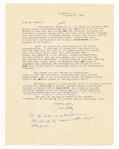 Letter from James Rorty to Francis Russell, January 15, 1961