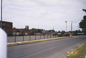 Part of parking lot in front of Herbert P. Blake Hall (ca. 1994)