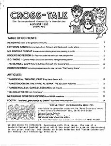 Cross-Talk: The Transgender Community News & Information Monthly, No. 37 (August, 1992)