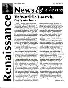 Renaissance News & Views, Vol. 8 No. 3 (March 1994)