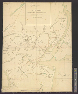 The principal part of the province of New Jersey shewing the road and distances to the several towns between the North River and the Delaware
