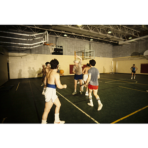 Group of players in a basketball game