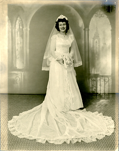 Mary Canelas Correa in wedding dress