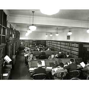 Students studying in the Huntington Avenue YMCA library