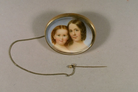 Brooch with miniature portrait of Georgianna Poor (1849-1919) and Adelaide Poor