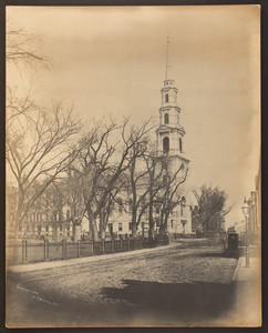 View of Boston Common and the Park Street Church from Tremont Street