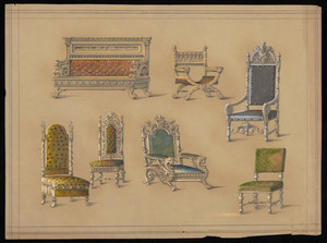 Watercolor -- Renaissance Revival-style Seating