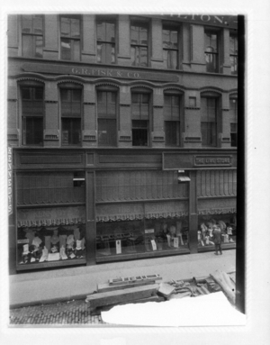 Part of Kennedy's Hawley Street facade, construction site, Boston, Mass.