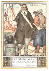 Trade card for Hart, Schaffner and Marx hand-tailored clothes at the Continental Clothing House, Boston, Mass., undated