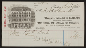 Billhead for Kelley & Edmands, articles for druggists, No.156 Washington Street, Boston, Mass., dated September 3, 1867