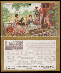 Calendar, The Continental Insurance Company, 80 Maiden Lane, New York, New York, 1922