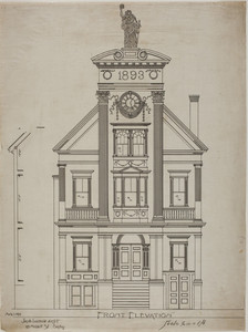 Set of architectural drawings for an unidentified three-story public building, 1893