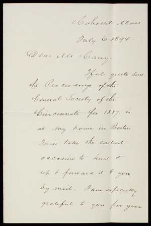Alexander Williams to Thomas Lincoln Casey, July 6, 1894