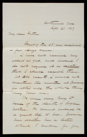 Thomas Lincoln Casey to General Silas Casey, September 25, 1867
