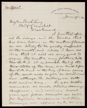 William R. King to Thomas Lincoln Casey, June 17, 1892