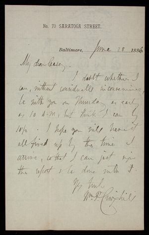 [William] P. Craighill to Thomas Lincoln Casey, June 28, 1886