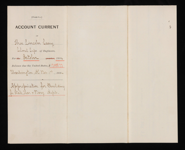 Accounts Current of Thos. Lincoln Casey - October 1884, November 1, 1884