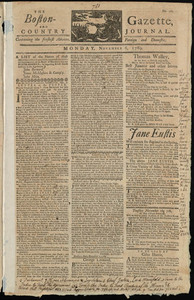 The Boston-Gazette, and Country Journal, 6 November 1769